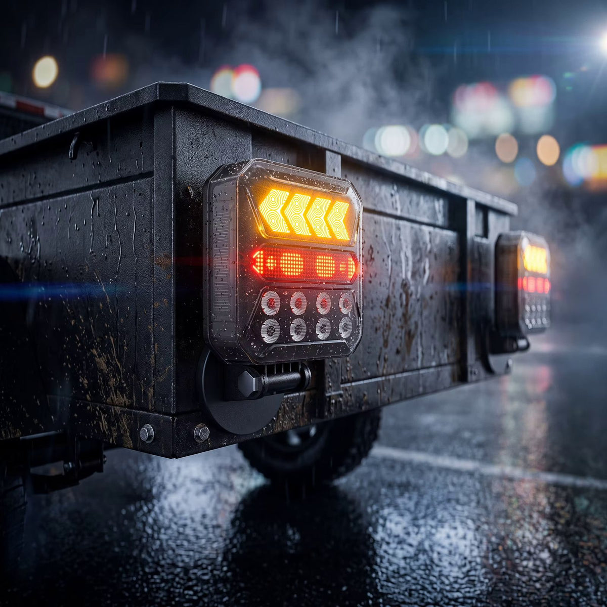 Light functions: turn signals, tail and brake lights, reversing light, license plate light